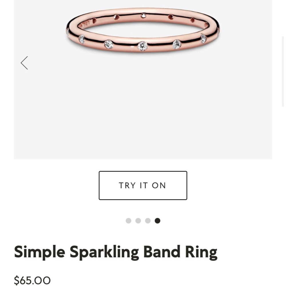 PANDORA Simple Sparkling Rose Gold Band Ring * Size 52 = 6 * Preowned * - Picture 9 of 10